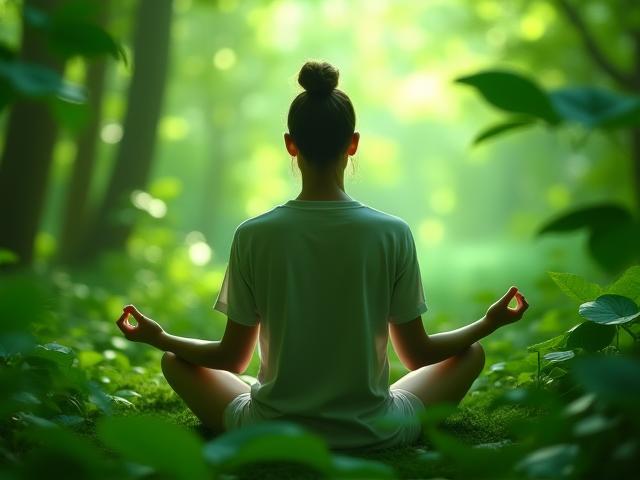 प्राकृतिक परिवेश में ध्यान करते हुए व्यक्ति