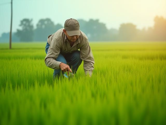 खेती करते हुए ग्रामीण किसान की प्राकृतिक तस्वीर