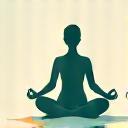 माइंडफुलनेस रिट्रीट के लिए हाथ जोडकर ध्यान मुद्रा वाले व्यक्ति का आइकन